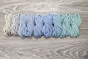 Шнур 5мм с сердечником ГРАДИЕНТ Айвори-Нежно-голубой- меланж Н.голубой+Мята - Шнуры для рукоделия