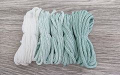 Шнур Градиент 3мм без сердечника Белый- мята - Шнуры для рукоделия