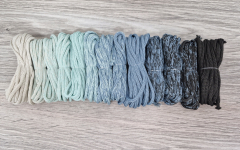 Шнур Градиент 3мм без сердечника айвори — мята — дымчатый — графит - Шнуры для рукоделия