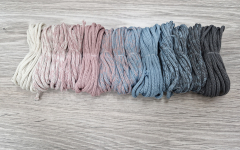 Шнур Градиент 3мм без сердечника айвори - пыльная роза(II) – дымчатый — асфальт - Шнуры для рукоделия