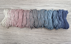 Шнур Градиент 3мм без сердечника айвори - пыльная роза(II) -  серый- дымчатый — джинс - Шнуры для рукоделия