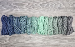 Шнур 5мм с сердечником ГРАДИЕНТ Джинс- Свежая Мята- Серый - Шнуры для рукоделия
