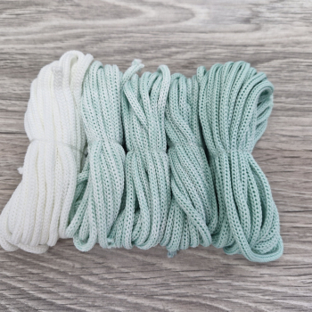 Шнур Градиент 3мм без сердечника Белый- мята - Шнуры для рукоделия