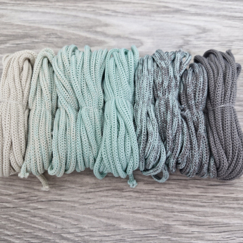 Шнур Градиент 3мм без сердечника айвори — мята — серый - Шнуры для рукоделия