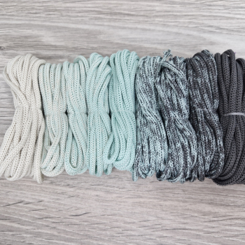Шнур Градиент 3мм без сердечника айвори — мята — асфальт - Шнуры для рукоделия