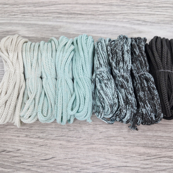 Шнур Градиент 3мм без сердечника айвори — мята — графит - Шнуры для рукоделия