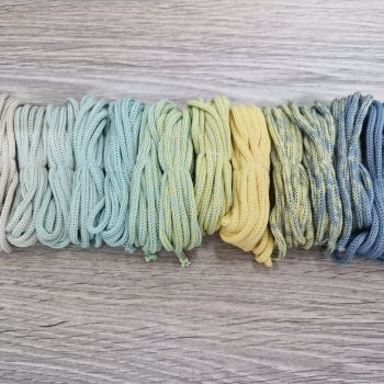 Шнур Градиент 3мм без сердечника айвори — мята — св.желтый - дымчатый - Шнуры для рукоделия