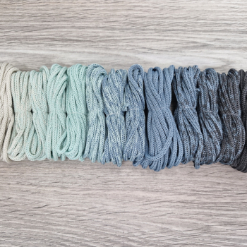 Шнур Градиент 3мм без сердечника айвори — мята — дымчатый- асфальт - Шнуры для рукоделия