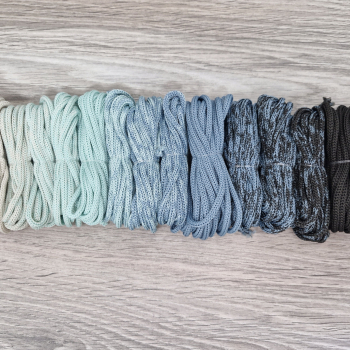 Шнур Градиент 3мм без сердечника айвори — мята — дымчатый — графит - Шнуры для рукоделия