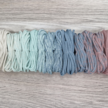 Шнур Градиент 3мм без сердечника айвори — мята — дымчатый — роза - Шнуры для рукоделия