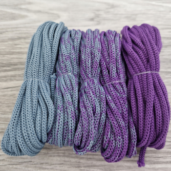 Шнур Градиент 3мм без сердечника Дымчатый — Сирень - Шнуры для рукоделия