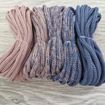Шнур Градиент 3мм без сердечника пыльная роза(II) – джинс - Шнуры для рукоделия