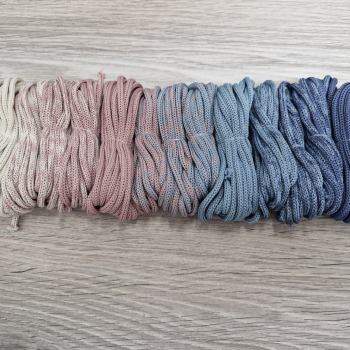 Шнур Градиент 3мм без сердечника айвори - пыльная роза(II) -  дымчатый — джинс - Шнуры для рукоделия
