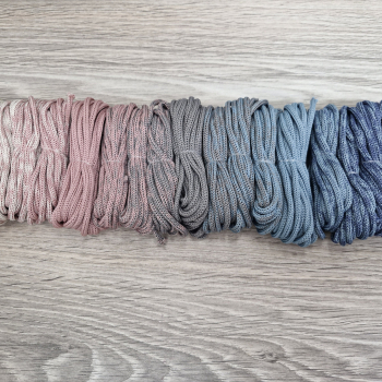 Шнур Градиент 3мм без сердечника айвори - пыльная роза(II) -  серый- дымчатый — джинс - Шнуры для рукоделия