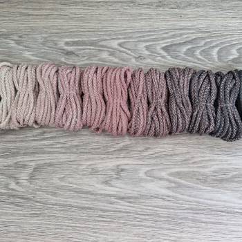 Шнур 5мм с сердечником ГРАДИЕНТ Айвори - Пыльная Роза (II) – Асфальт - Шнуры для рукоделия