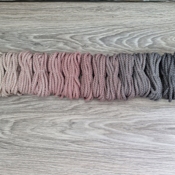 Шнур 5мм с сердечником ГРАДИЕНТ Айвори - Пыльная Роза (II) – Серый- Асфальт - Шнуры для рукоделия
