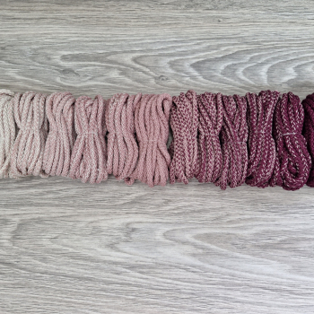 Шнур 5мм с сердечником ГРАДИЕНТ Айвори - Пыльная Роза (II) – Винный - Шнуры для рукоделия