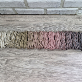 Шнур 5мм с сердечником ГРАДИЕНТ Айвори — Кофе -  Пыльная Роза (II) – Асфальт - Шнуры для рукоделия