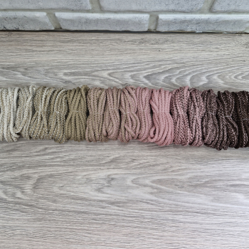 Шнур 5мм с сердечником ГРАДИЕНТ Айвори — Кофе -  Пыльная Роза (II) – Коричневый - Шнуры для рукоделия