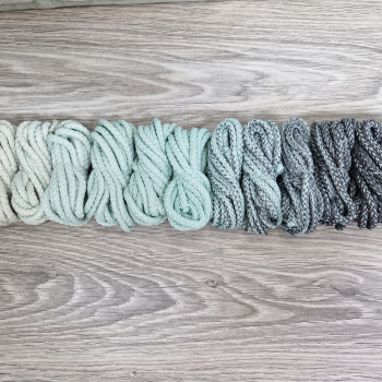 Шнур полиэфирный 5мм с сердечником ГРАДИЕНТ Айвори-  Мята-Асфальт - Шнуры для рукоделия