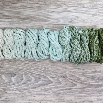 Шнур полиэфирный 5мм с сердечником ГРАДИЕНТ Айвори- Мята-Олива - Шнуры для рукоделия