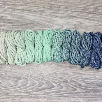 Шнур 5мм с сердечником ГРАДИЕНТ Айвори- Свежая Мята — Джинс - Шнуры для рукоделия