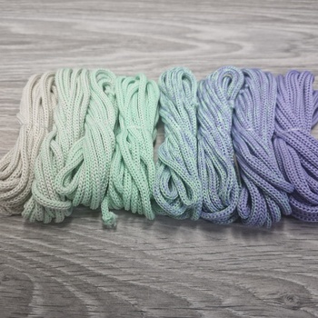 Градиент 3мм без сердечника: айвори- свежая мята-лаванда (без чистой мяты)         - Шнуры для рукоделия