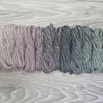 Градиент 3мм без сердечника: айвори-пыльная роза-асфальт-полынь - Шнуры для рукоделия