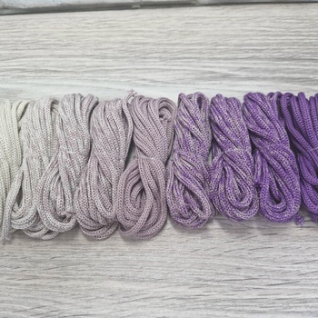 Градиент 3мм без сердечника: айвори-пыльная роза-сирень - Шнуры для рукоделия