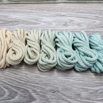 Шнур полиэфирный 5мм с сердечником ГРАДИЕНТ Беж(пудра)- Мята - Шнуры для рукоделия
