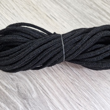 шнур хлопковый 4мм без сердечника черный - Шнуры для рукоделия