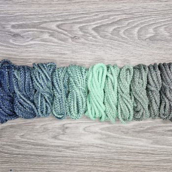 Шнур 5мм с сердечником ГРАДИЕНТ Джинс- Свежая Мята- Серый - Шнуры для рукоделия