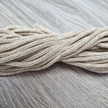 шнур хлопковый 4мм без сердечника молочный+миндаль (2-1) - Шнуры для рукоделия