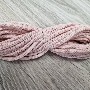 шнур хлопковый 4мм без сердечника молочный+розовый (2-1) - Шнуры для рукоделия