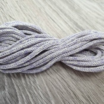 шнур хлопковый 4мм без сердечника молочный+сирень (2-1) - Шнуры для рукоделия
