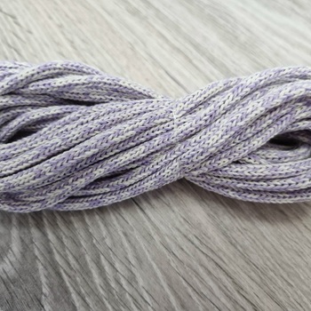 шнур хлопковый 4мм без сердечника молочный+сирень  - Шнуры для рукоделия