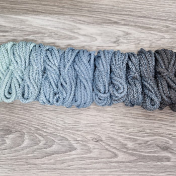 Шнур полиэфирный 5мм с сердечником ГРАДИЕНТ Мята- Дымчатый - Асфальт - Шнуры для рукоделия