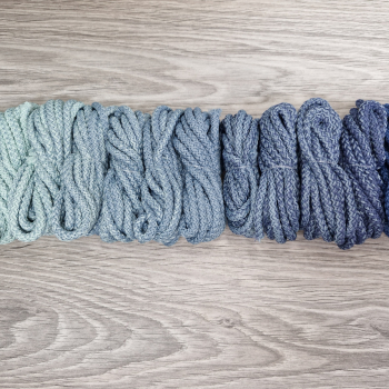 Шнур полиэфирный 5мм с сердечником ГРАДИЕНТ Мята- Дымчатый - Джинс - Шнуры для рукоделия
