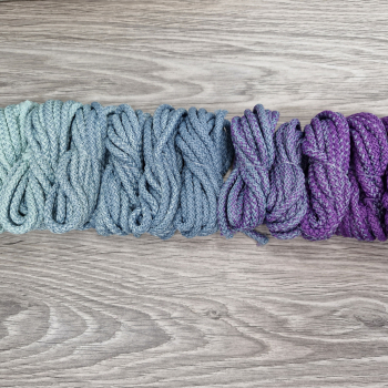 Шнур полиэфирный 5мм с сердечником ГРАДИЕНТ Мята- Дымчатый - Сирень - Шнуры для рукоделия