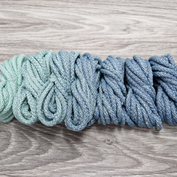 Шнур полиэфирный 5мм с сердечником ГРАДИЕНТ Мята- Дымчатый - Шнуры для рукоделия