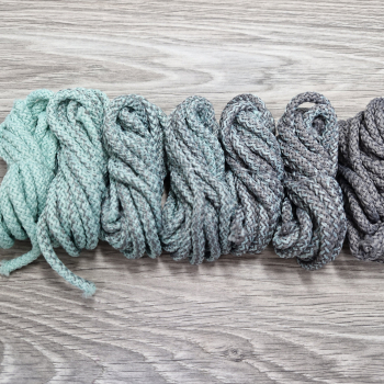 Шнур полиэфирный 5мм с сердечником ГРАДИЕНТ Мята-Серый - Шнуры для рукоделия