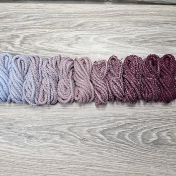 Шнур 5мм с сердечником ГРАДИЕНТ Нежно-голубой-Пыльная Роза-Винный - Шнуры для рукоделия