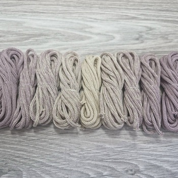 Градиент 3мм без сердечника: пыльная роза-крем-пыльная роза - Шнуры для рукоделия