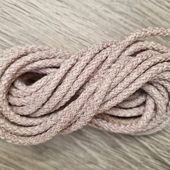 Шнур 5мм с сердечником МЕЛАНЖ Пыльная Роза+айвори - Шнуры для рукоделия
