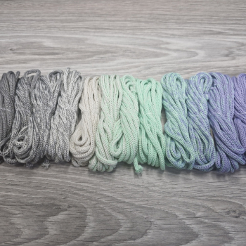 Градиент 3мм без сердечника: серый-айвори- свежая мята-лаванда (без чистой мяты) - Шнуры для рукоделия