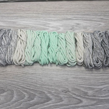 Градиент 3мм без сердечника: серый-айвори-свежая мята-айвори-серый (без чистой мяты) - Шнуры для рукоделия