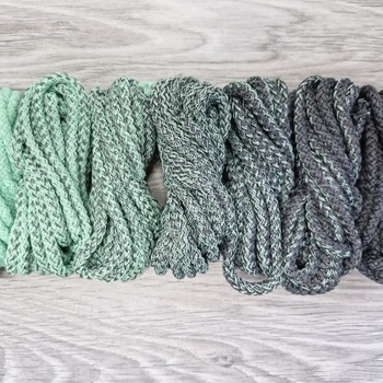 Шнур 5мм с сердечником ГРАДИЕНТ Свежая Мята- Асфальт - Шнуры для рукоделия