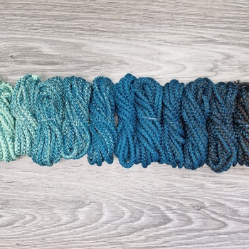 Шнур 5мм с сердечником ГРАДИЕНТ Свежая Мята — Морская Волна — Графит - Шнуры для рукоделия