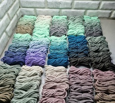 Шнур для вязания ковра 5мм с сердечником полиэфирный градиент с плавным переходом цвета