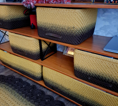 Корзины из шнура 5мм с сердечником Градиент Коричневый- Горчица. Мастер Корнишина Светлана г.Санкт-Петербург